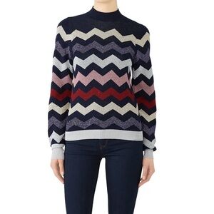 Tara Jarmon Metallic Chevron Sweater